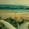 Tableau huile sur toile "la plage" signée JJ Gendron XXe – Image 2
