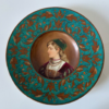 Ancien plat circulaire - Portrait de femme orientale signé J Baur Fin XIXe - Début XXe