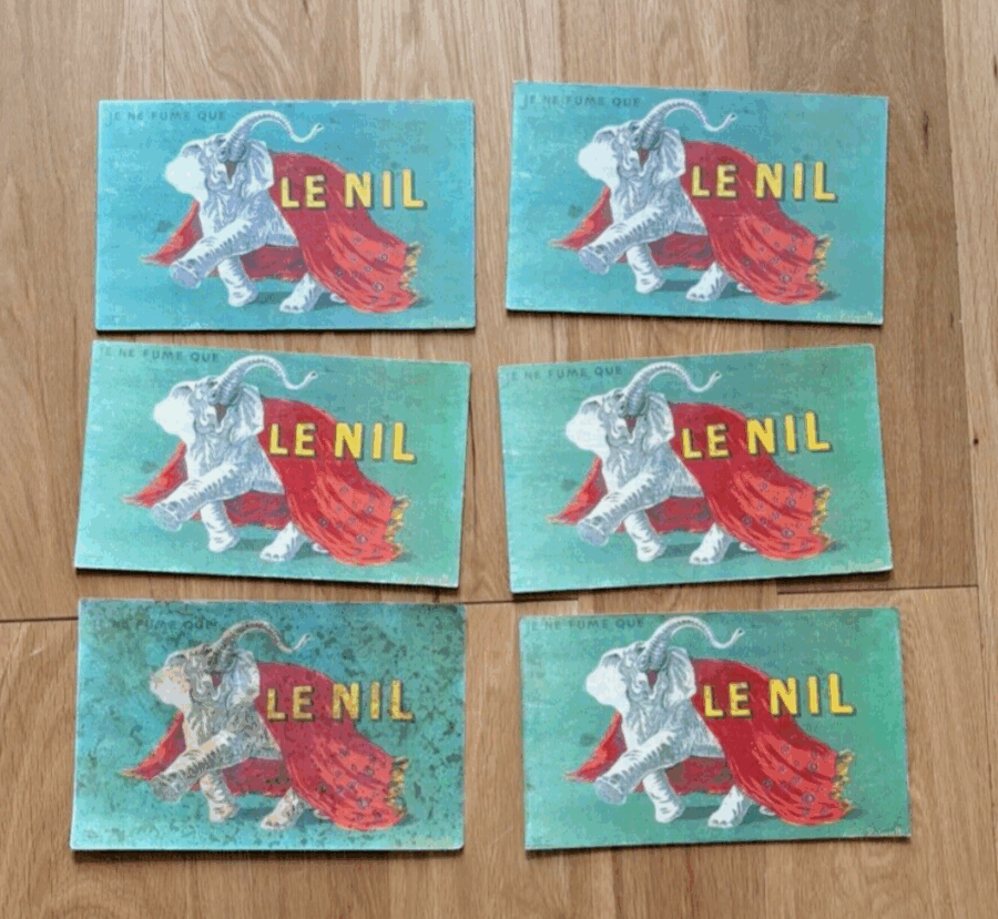 Lot d'anciens cartons publicitaires Je ne fume que le Nil