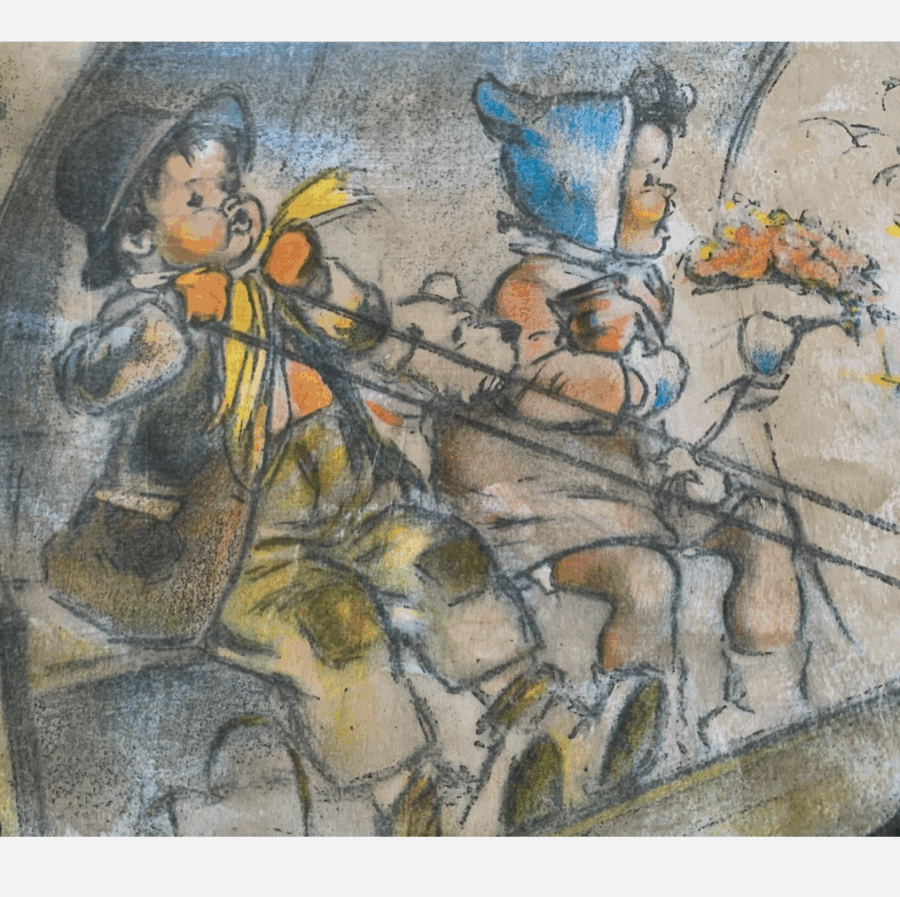 Ancien dessin signé Germaine Bouret : Original – Image 2