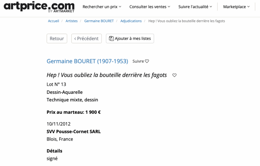 Ancien dessin signé Germaine Bouret : Original – Image 11