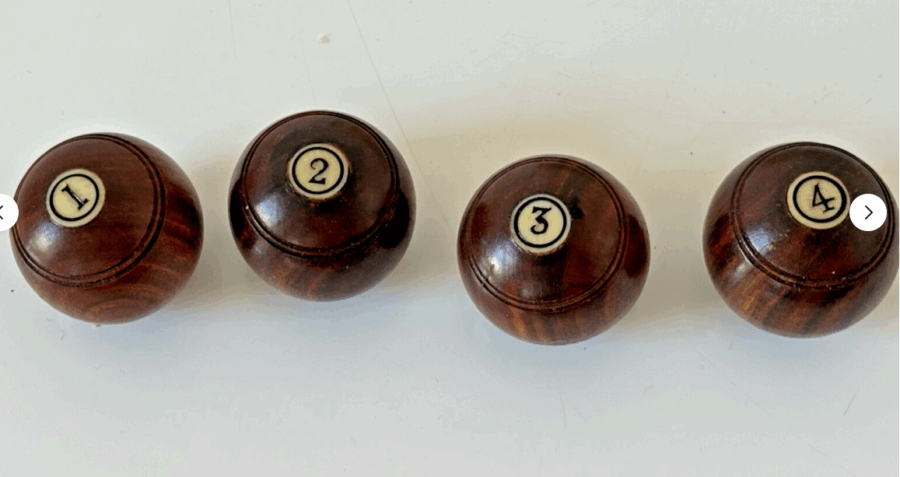 Ancien jeu de boules de table en bois début XXe – Image 3
