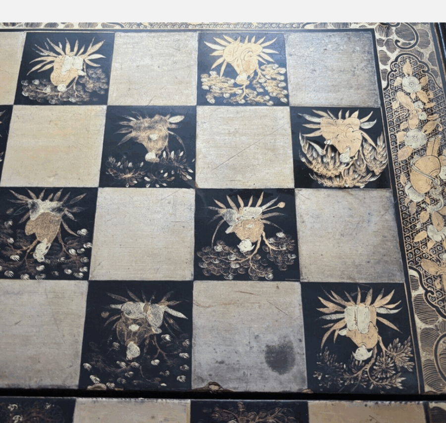 Ancien plateau jeu d'échec et backgammon chinois XIXe – Image 5