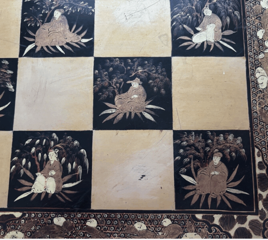 Ancien plateau jeu d'échec et backgammon chinois XIXe – Image 6