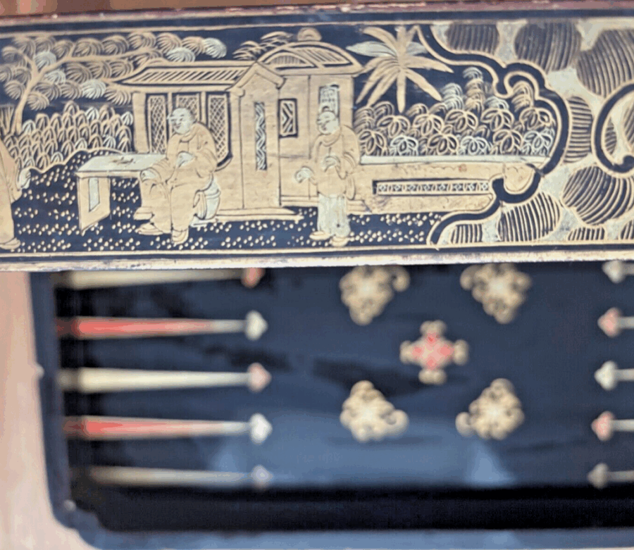 Ancien plateau jeu d'échec et backgammon chinois XIXe – Image 3