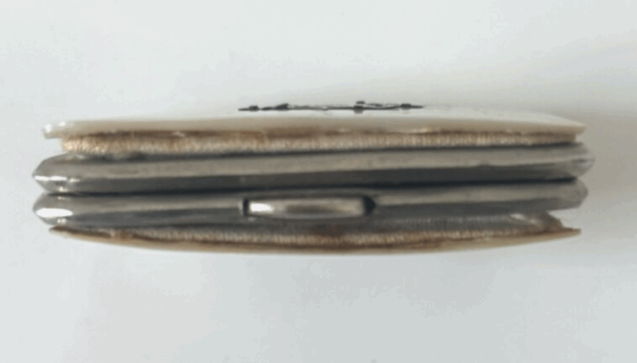 Ancien Porte Monnaie Aumônière Nacre, Argent et Métal Argenté – Image 3