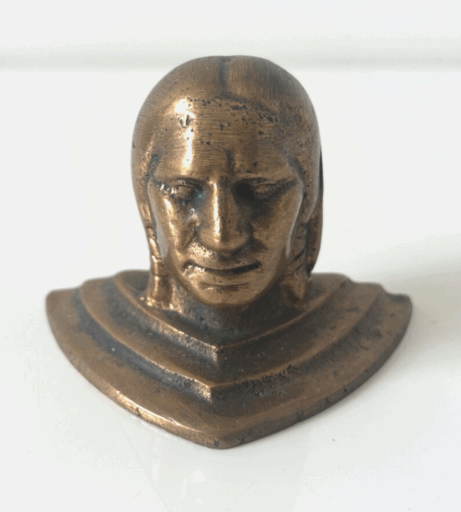 Ancienne tête d’indien en bronze machine à sous Jennings