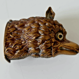 Ancien pyrogène laiton figuratif en forme de tete de renard : XIXe